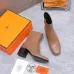 HERMES Women’s Tan Leather Ankle Boots with Block Heel & Side Zip Closure #A69884