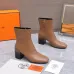 HERMES Women’s Tan Leather Ankle Boots with Block Heel & Side Zip Closure #A69884