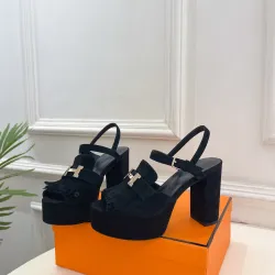 Hermes Style Platform Sandals with H Buckle & Tassel 10cm Heel #B66254