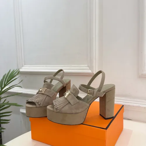 Hermes Style Platform Sandals with H Buckle & Tassel 10cm Heel #B66257