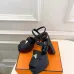 Hermes Style Platform Sandals with H Buckle & Tassel 10cm Heel #B66258