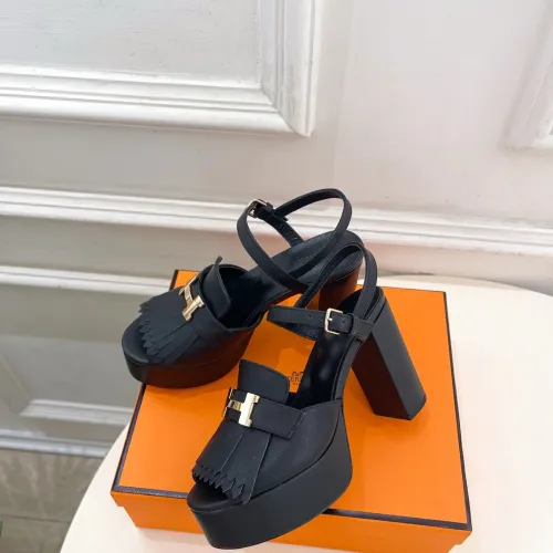 Hermes Style Platform Sandals with H Buckle & Tassel 10cm Heel #B66258