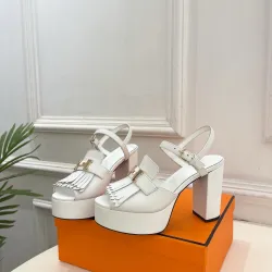 Hermes Style Platform Sandals with H Buckle & Tassel 10cm Heel #B66259