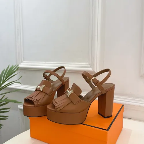 Hermes Style Platform Sandals with H Buckle & Tassel 10cm Heel #B66260