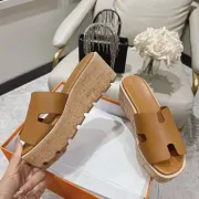 Hermes sandals for Women Heels 7cm Khaki #B38725