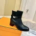 Hermès Leather Kelly Buckle Block‑Heel Ankle Boots 6cm Heel #A68596