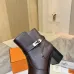 Hermès Leather Kelly Buckle Block‑Heel Ankle Boots 6cm Heel #A68597