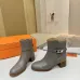 Hermès Leather Kelly Buckle Block‑Heel Ankle Boots 6cm Heel #A68599