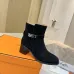 Hermès Suede Metal‑Lock Block‑Heel Ankle Boots 6cm Heel #A68594