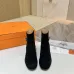 Hermès Suede Metal‑Lock Block‑Heel Ankle Boots 6cm Heel #A68594
