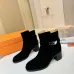 Hermès Suede Metal‑Lock Block‑Heel Ankle Boots 6cm Heel #A68594
