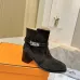 Hermès Suede Metal‑Lock Block‑Heel Ankle Boots 6cm Heel #A68595