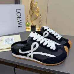 LOEWE Retro Runner Sneakers Unisex Nylon Cow Leather Sheepskin Lining Trainers #B66602