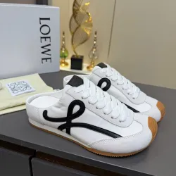 LOEWE Retro Runner Sneakers Unisex Nylon Cow Leather Sheepskin Lining Trainers #B66603