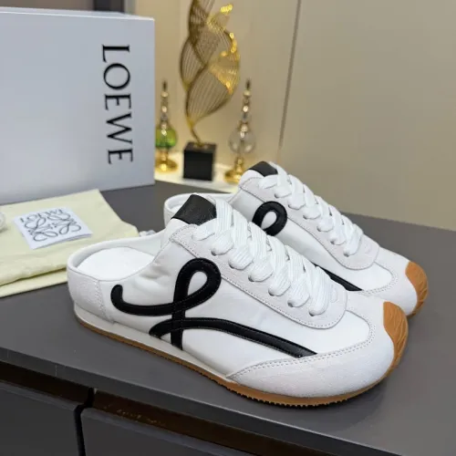 LOEWE Retro Runner Sneakers Unisex Nylon Cow Leather Sheepskin Lining Trainers #B66603