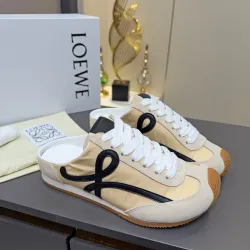 LOEWE Retro Runner Sneakers Unisex Nylon Cow Leather Sheepskin Lining Trainers #B66604