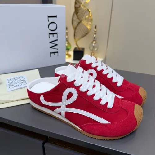 LOEWE Retro Runner Sneakers Unisex Nylon Cow Leather Sheepskin Lining Trainers #B66605