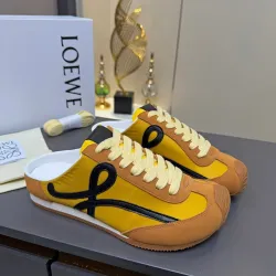 LOEWE Retro Runner Sneakers Unisex Nylon Cow Leather Sheepskin Lining Trainers #B66606
