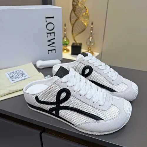 LOEWE Retro Runner Sneakers Unisex Nylon Cow Leather Sheepskin Lining Trainers #B66607