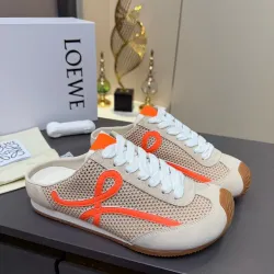 LOEWE Retro Runner Sneakers Unisex Nylon Cow Leather Sheepskin Lining Trainers #B66608