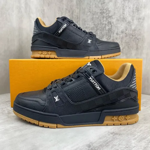 Louis Vuitton Black Leather Low Top Sneakers for Men and Women #B54283