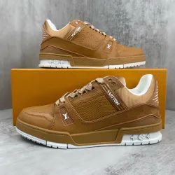 Louis Vuitton Brown Leather Low Top Couples Sneakers #B54282