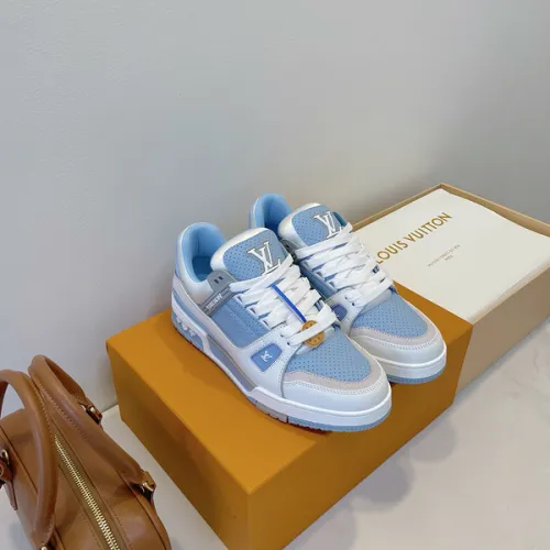 Louis Vuitton Light Blue White Couples Low Top Sneakers #B54287