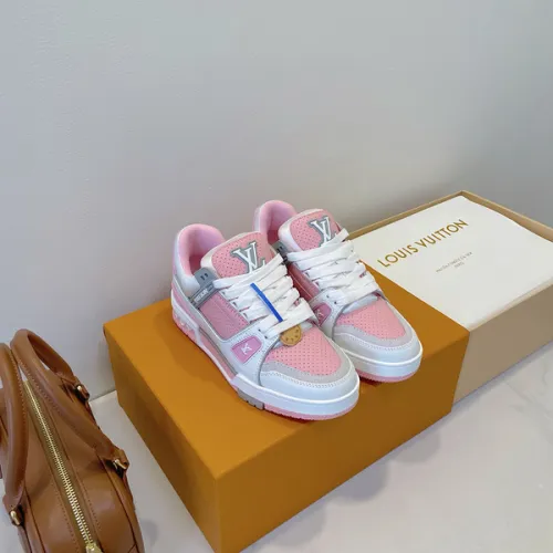 Louis Vuitton Pink and Gray Perforated Leather Sneakers #B54285