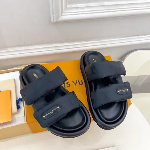 Louis Vuitton Shoes for Louis Vuitton Unisex Shoes Pool Pillow Black #B48554
