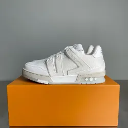 Louis Vuitton White Leather Strap Detail Sneakers #B54288