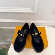 LV Metal Buckle Monogram Velvet Platform Mary Jane Shoes 4.5cm Heel #A68509