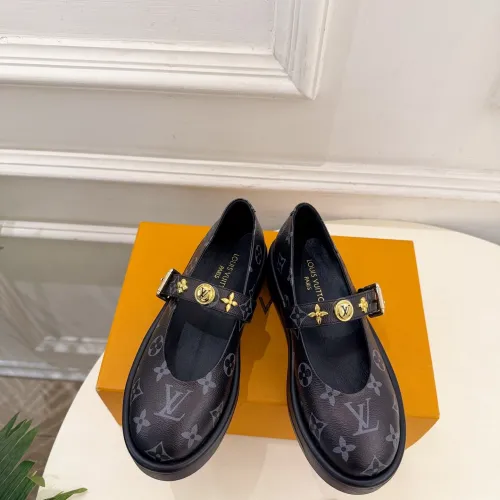 LV Metal Buckle Monogram Velvet Platform Mary Jane Shoes 4.5cm Heel #A68513