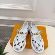LV Metal Buckle Monogram Velvet Platform Mary Jane Shoes 4.5cm Heel #A68514