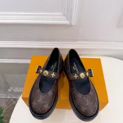 LV Metal Buckle Monogram Velvet Platform Mary Jane Shoes 4.5cm Heel #A68515