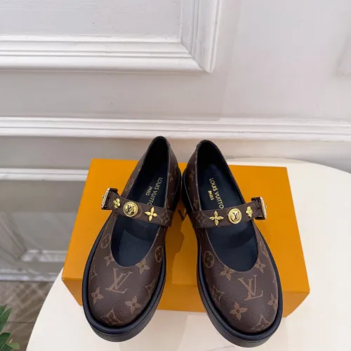 LV Metal Buckle Monogram Velvet Platform Mary Jane Shoes 4.5cm Heel #A68515
