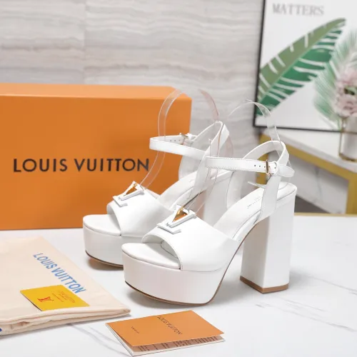 LV Chunky Heel Platform Ankle‑Strap Sandals 13cm Heel #A68606