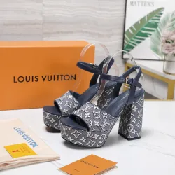 LV Chunky Heel Platform Ankle‑Strap Sandals 13cm Heel #A68609