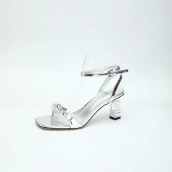 LV Crystal Heel Bow Slingback High‑Heel Sandals 7.5cm Heel #A68694