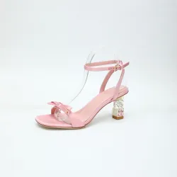 LV Crystal Heel Bow Slingback High‑Heel Sandals 7.5cm Heel #A68697
