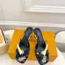 LV CUBE Metal Block Heel Silk Slide Sandals 6.5cm Heel #A68687