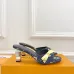LV CUBE Metal Block Heel Silk Slide Sandals 6.5cm Heel #A68688
