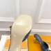 LV CUBE Metal Block Heel Silk Slide Sandals 6.5cm Heel #A68688