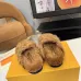 Louis Vuitton Cozy Fluffy Slippers with Leather Straps and Brand Embellishments #B54547