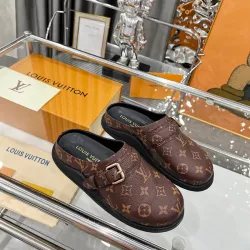 Louis Vuitton Shoes for Women's Louis Vuitton Slippers LV Easy Monogram Grey/Brown #B54128