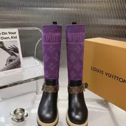 LV Monogram Knit Spliced Knee‑High Stretch Rider Boots #A68591