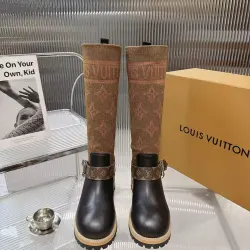 LV Monogram Knit Spliced Knee‑High Stretch Rider Boots #A68592