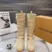 LV Vintage Multi‑Strap Suede Knee‑High Rider Boots Block Heel #A68586