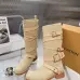 LV Vintage Multi‑Strap Suede Knee‑High Rider Boots Block Heel #A68586