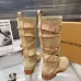LV Vintage Multi‑Strap Suede Knee‑High Rider Boots Block Heel #A68586