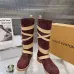 LV Vintage Multi‑Strap Suede Knee‑High Rider Boots Block Heel #A68587